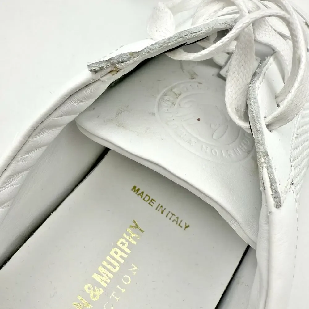Johnston & Murphy Mens Jake Perf U Lace to Toe Sneaker US 8.5 White Leather EUC